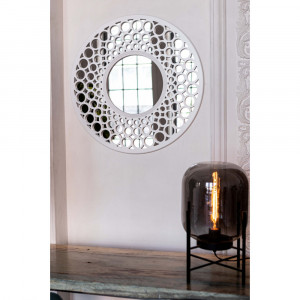 Круглое зеркало в белой декоративной раме Round White